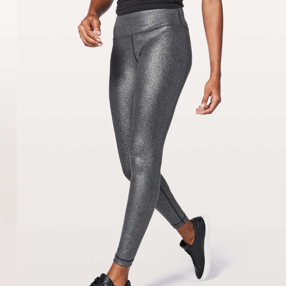 Lululemon Wunder Under Hi - Rise Tight Luminosity Foil Print Black Silver 6